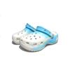 Crocs Classic Platform Clog Good Night Bear Gradient Starry Sky Hole Shoes Unisex White and Blue