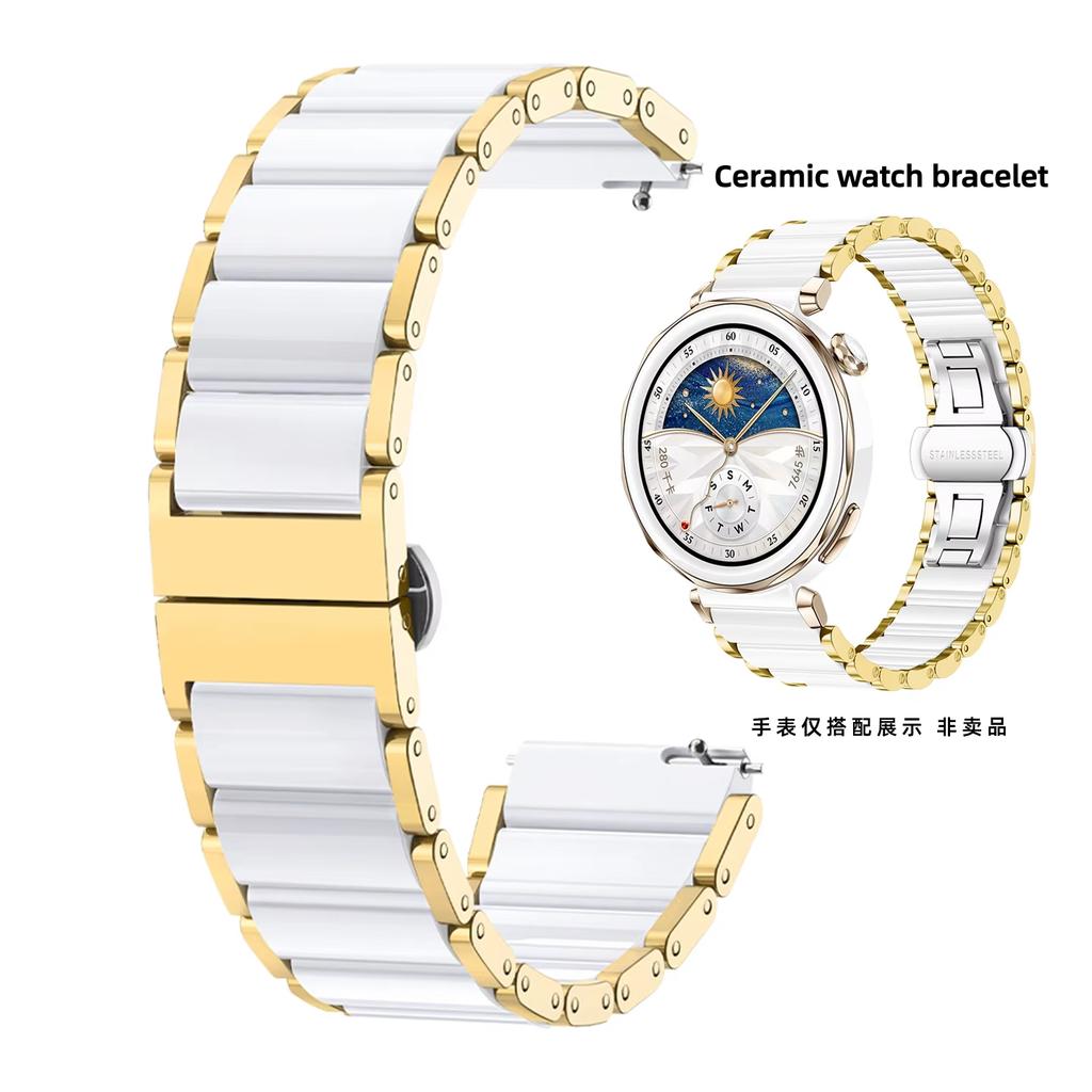 18mm Smart WatchBand For Huawei 41mm GT6/GT5 strap GT4 Imitation Ceramic White rose Watch GT5 Pro Women's 42mm Fashion Bracelet