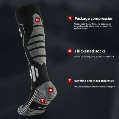 Neue verdickte Skisocken, rutschfest, atmungsaktiv, Kompressionssocken, thermisch, feuchtigkeitsableitend, Snowboard-Socken für kaltes Wetter