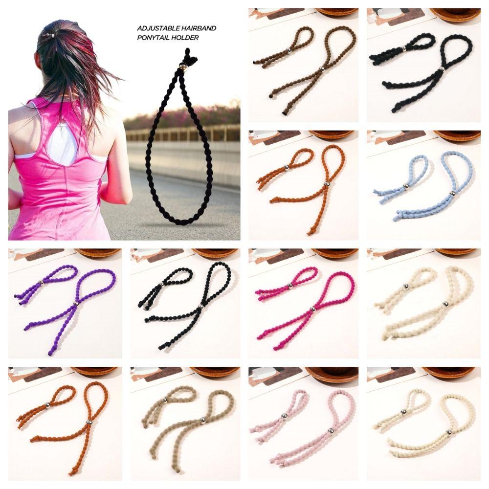 Drawstring Beads Elastic Hair Bands Bubble Beaded Adjustable Lazy Hair Rope  Daily