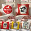 Funny Ketchup Label Pillow Case Anti-dustmite Pillowcase Invisible Zipper Silky Short Plush Sofa Cushion Cover
