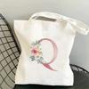 Canvas Bag Women's Travel and Leisure One Shoulder Handbag Pink Letter Large Capacity Gift White Canvas