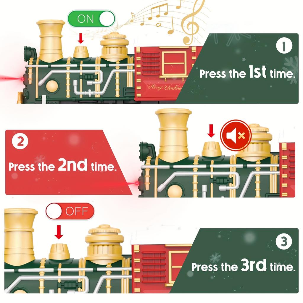 Christmas Tree Electric Train Tracks Set Santa Claus Cargo Cars With Xmas Sounds Lights Adjustable Toys For Adult New Year Gift