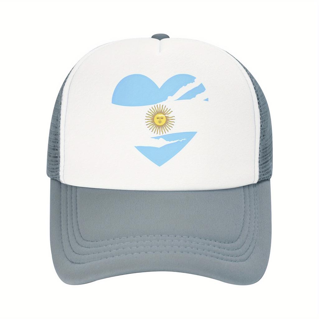 Argentina Heart Flag Sun Trucker Hat Lightweight Mesh Baseball Cap Adjustable Unisex Casual