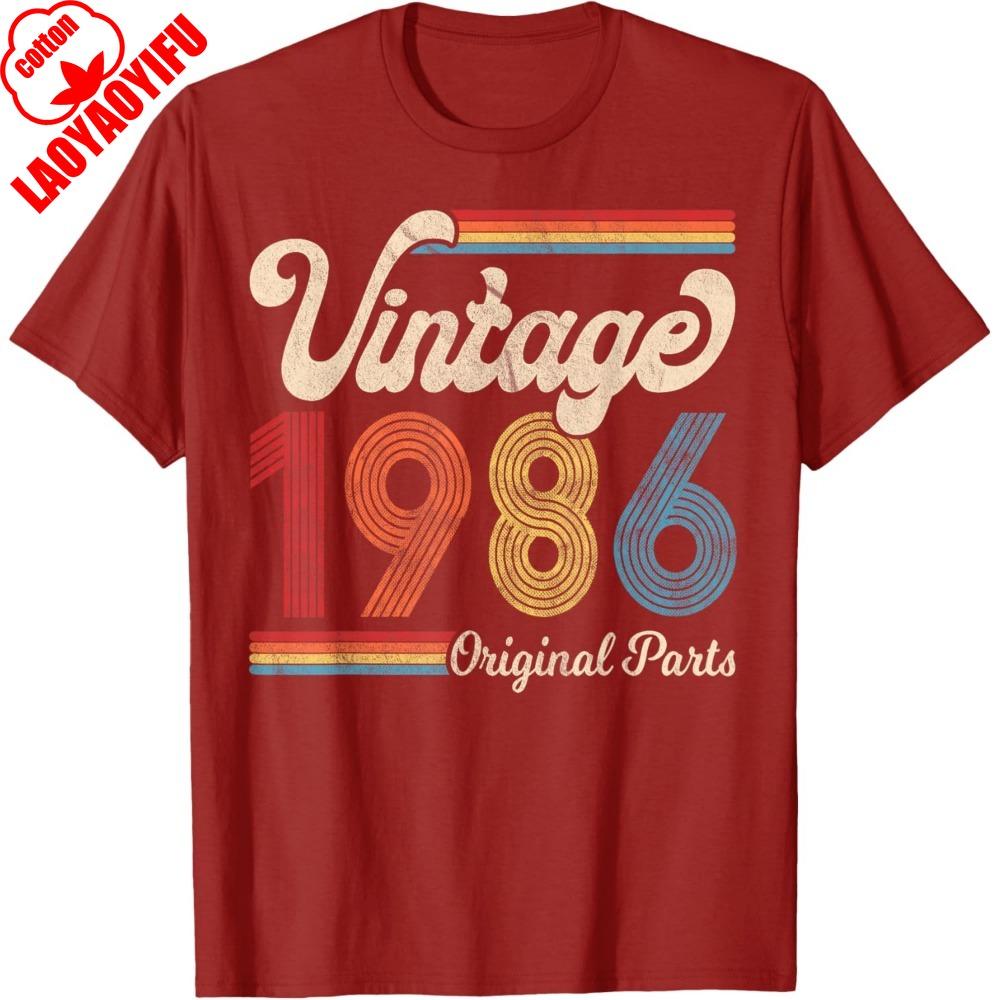 1986 Vintage 1986 Birthday Gift Men Women Born Made 1986 TShirt High Quality Cotton Tees Summer Oneck Unisex T Shirt