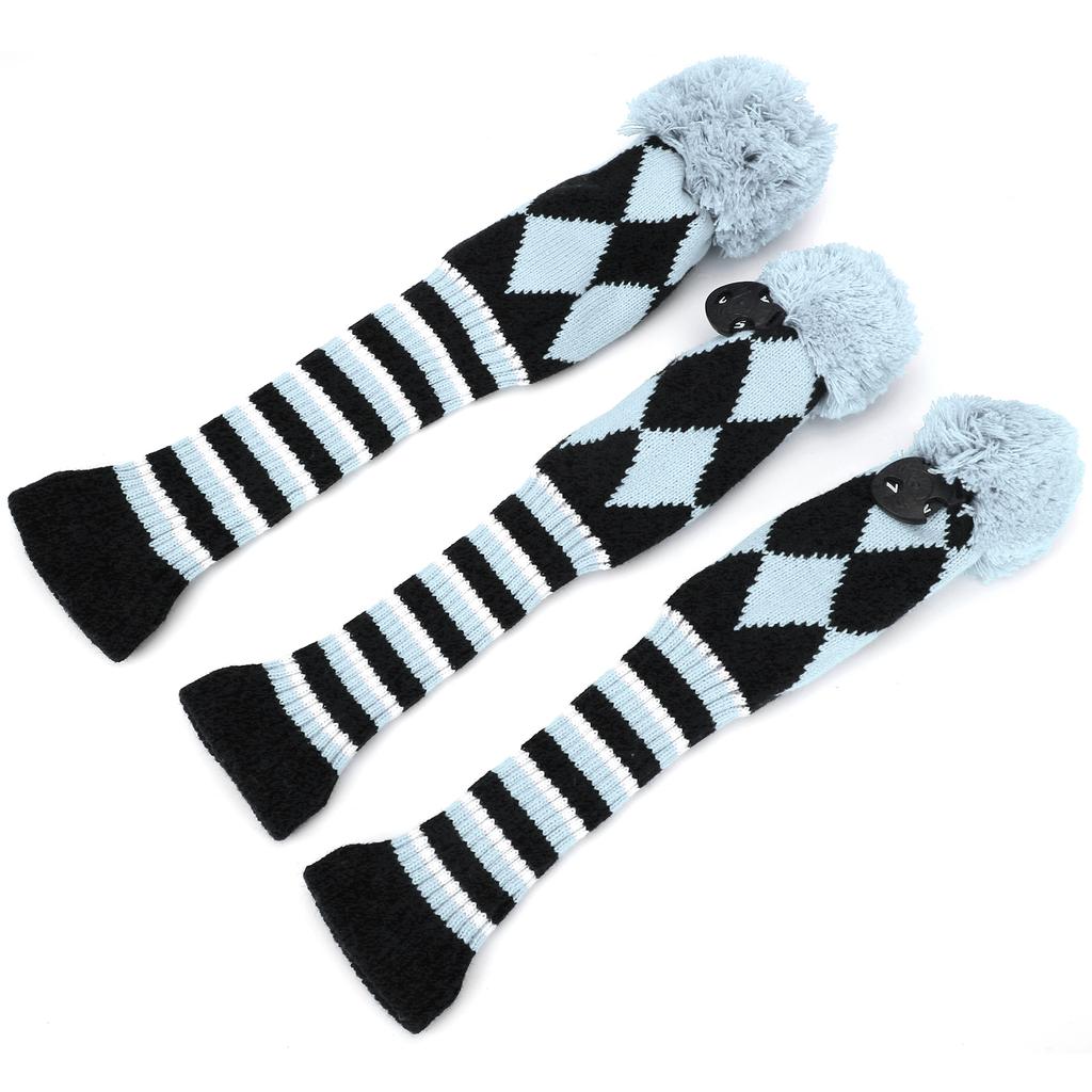 3Pcs Polyester Wool Knitting   Putter Head Cover Wooden   Headcovers Accessory