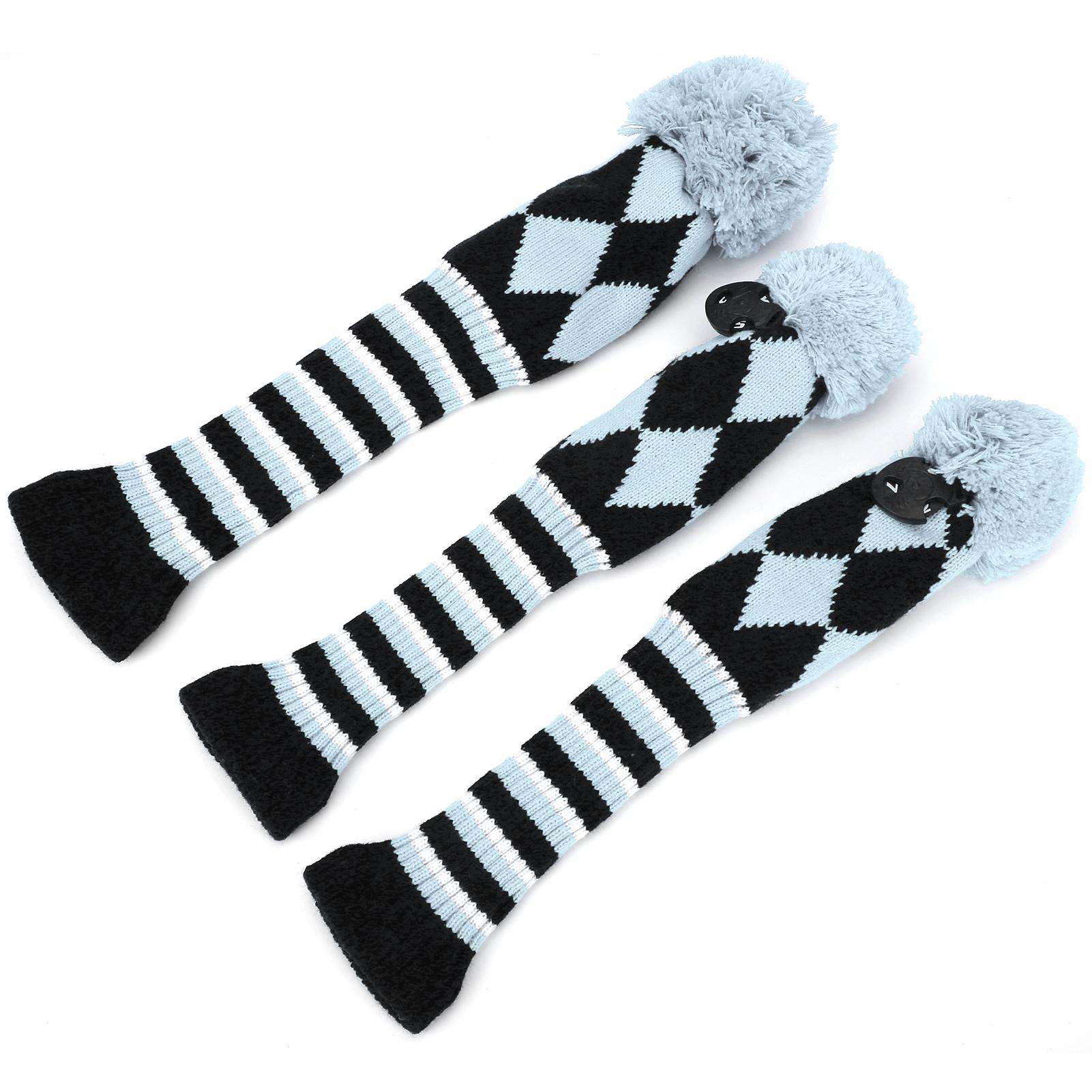 

3Pcs Polyester Wool Knitting Golf Putter Head Cover Wooden Club Headcovers AccessoryLight Blue світло-синій колір