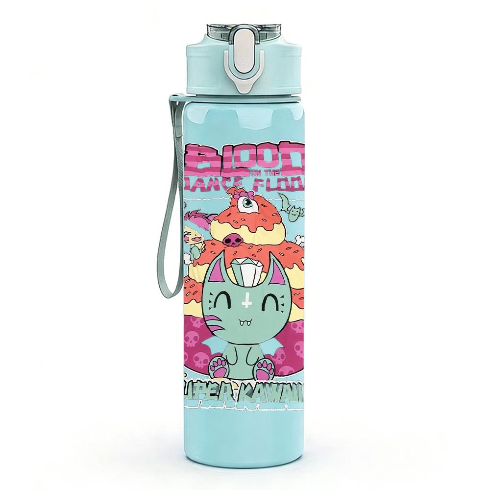 1PC Colorful Retro Rainbow Cartoon Print 750ml Portable Sports Water Bottle Leakproof Gym Outdoor Travel Drink Cup
