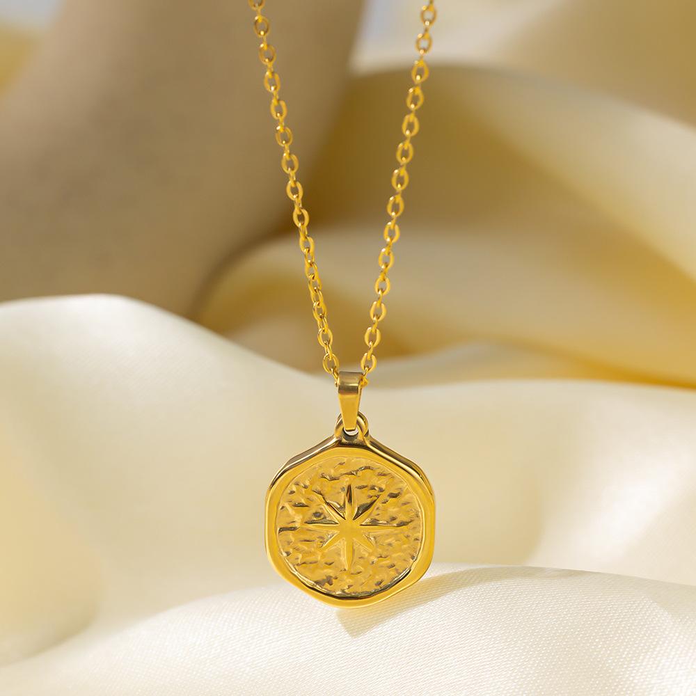 

Неправильная вогнуто-выпуклая плиссированная подвеска в виде восьмигранника, простое модное женское ретро-ожерелье в виде ключицы