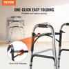 VEVOR Folding Walker, 2-Button Folding Walkers with 8-Level Adjustable Height and Durable Handles