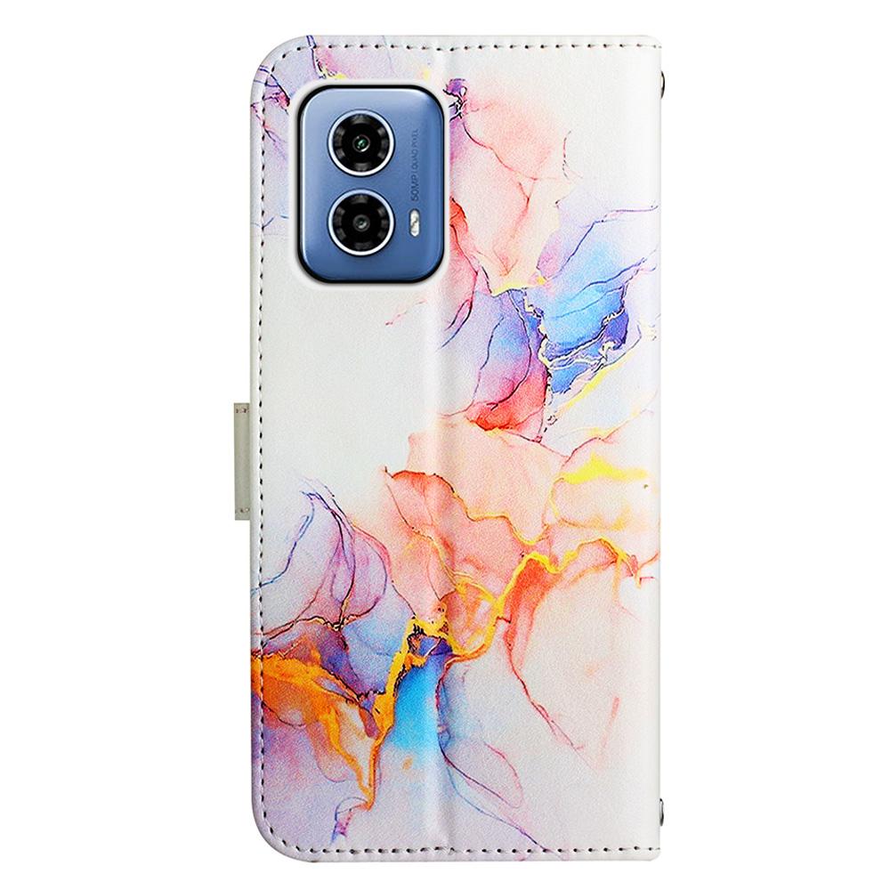 For Motorola Moto G45 5G/G34 5G Case with Strap Marble Pattern Leather Phone Cover Card Holder