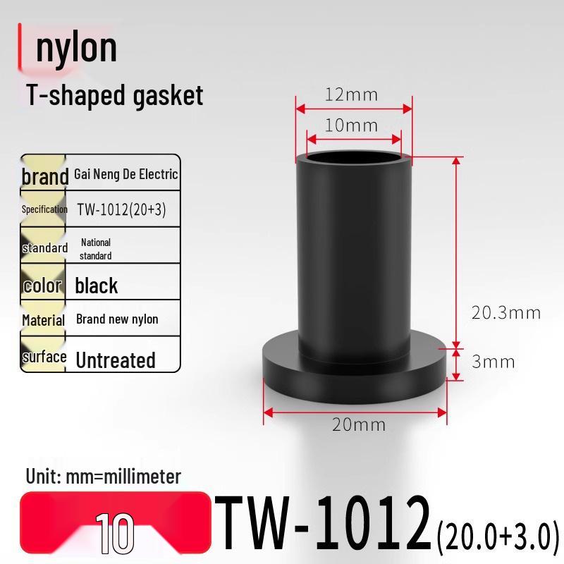 T-shaped Nylon Gasket Ring Screw Shaft Sleeve, Round Concave-Convex Insulation Pad, M2-M35