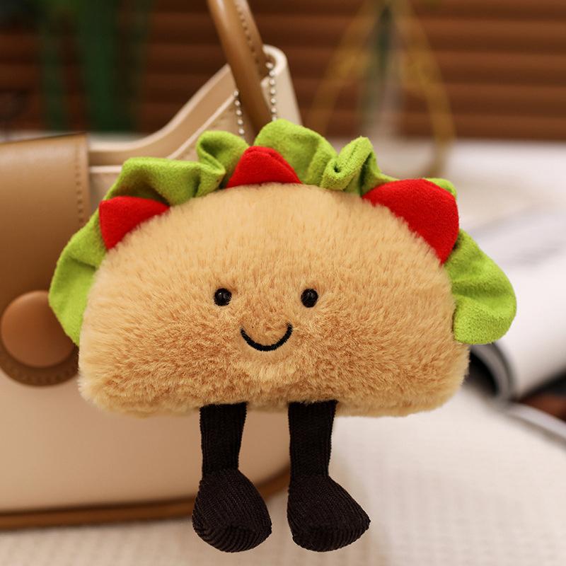Bread Plush Pendant Toy Creative Croissants Roll Taco Cake Plush Doll Keychain Decoration Backpack Pendant Kid Gift
