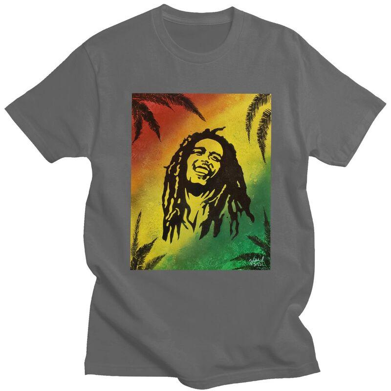 Custom Jamaica Reggae Rock Bob Marley T Shirts for Men 100 Cotton Tee Tops Tshirt Casual Tshirt Clothes