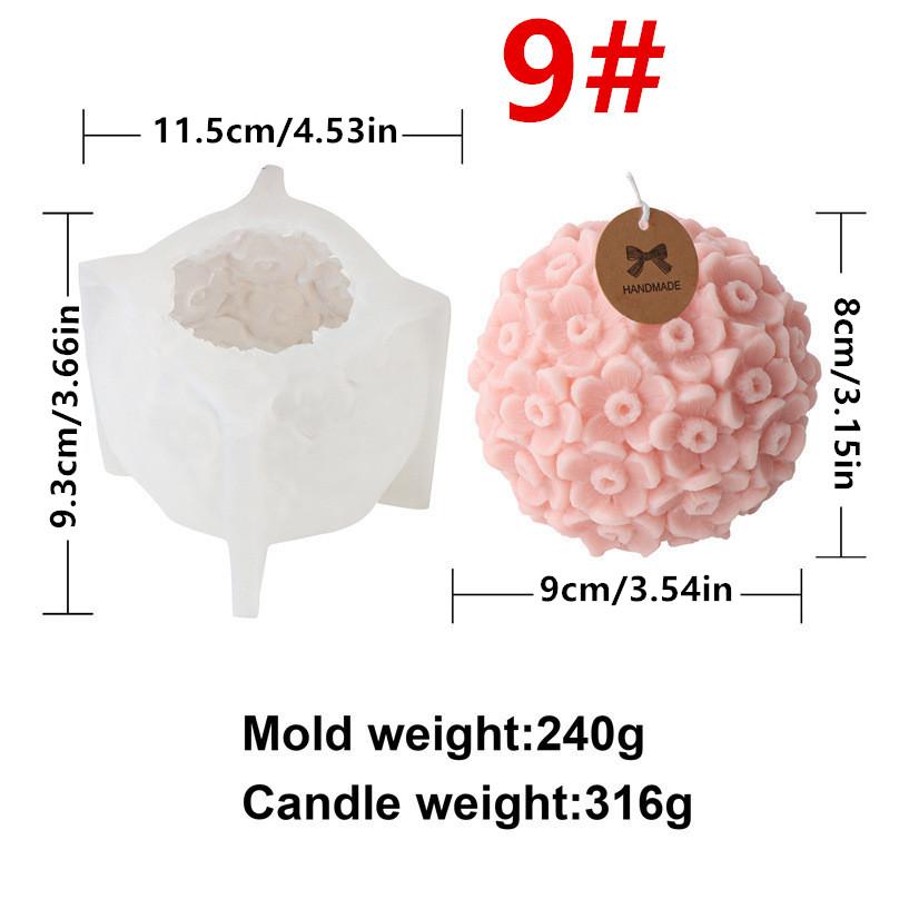 3D Rose Lily Flower Ball Series Silicone Mold DIY Gypsum Aromatherapy Candles Making Mould  Home Decor Valentine's Day Gifts