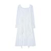 White French Ruffle Long Sleeve Dress: Waist-Defining Fairy Style for Seaside Vacations