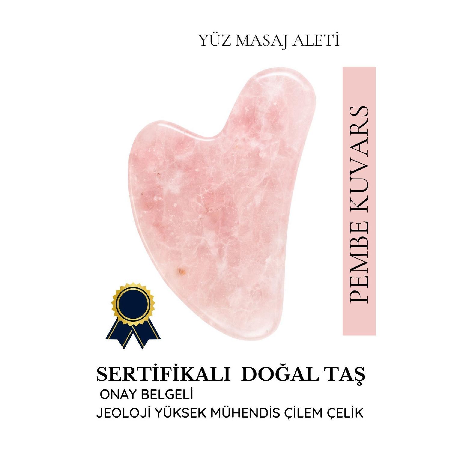 

Gua Sha Pink Quartz Natural Stone Facial Massage Tool Certified Real Natural Stone Approval Certificate рожевий