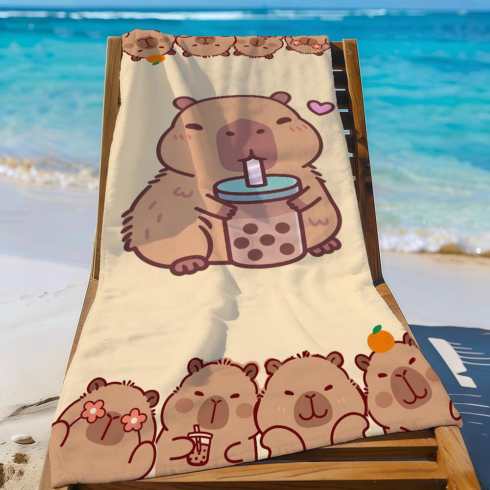 Süßes Capybara-Tier Großes Handtuch Schnelltrocknend Strandhandtücher Sind Geeignet Für Schwimmbäder Camping Yoga Und Das Fitnessstudio