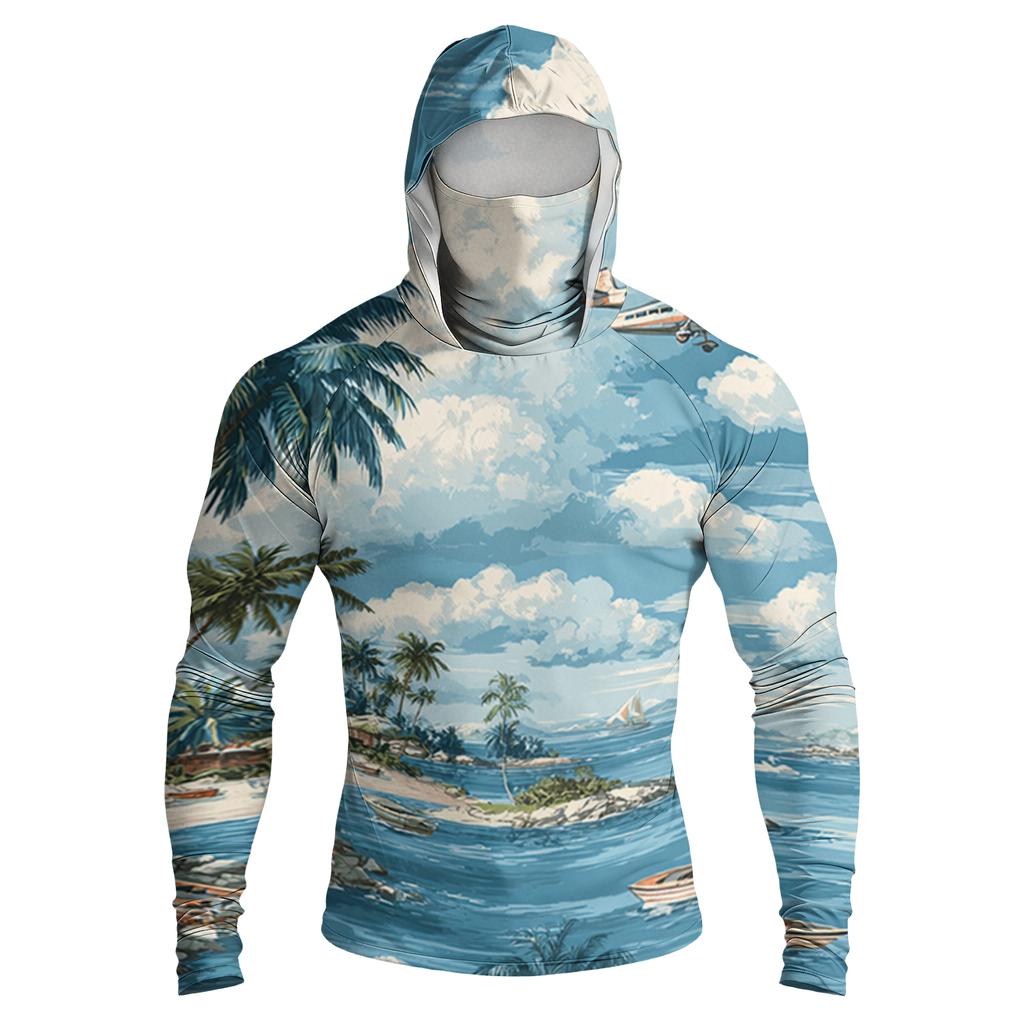 Men's Casual Drop-Shoulder Hooded Long-Sleeve Shirt
