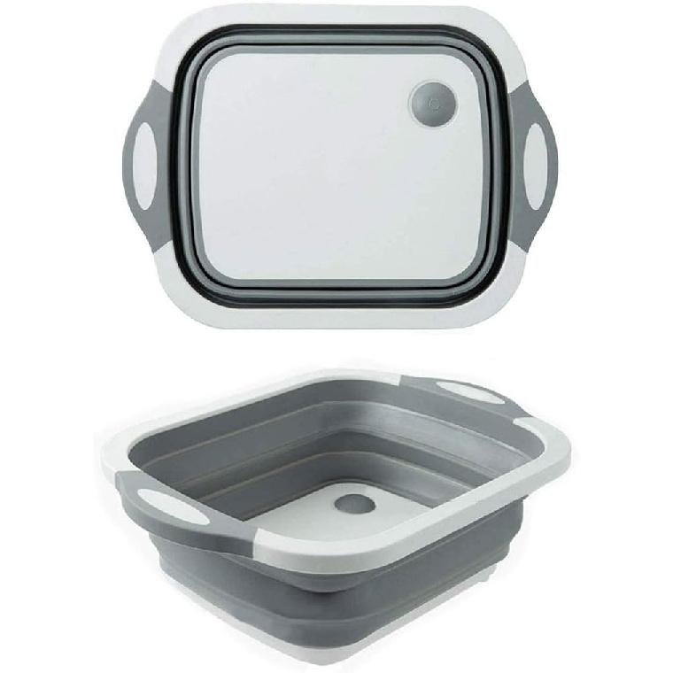 

Складная миска для мытья посуды, Инновации Многофункциональная миска Сушилка для посуды, Портативная разделочная доска, Выдвижная корзина для мытья овощей и фруктов