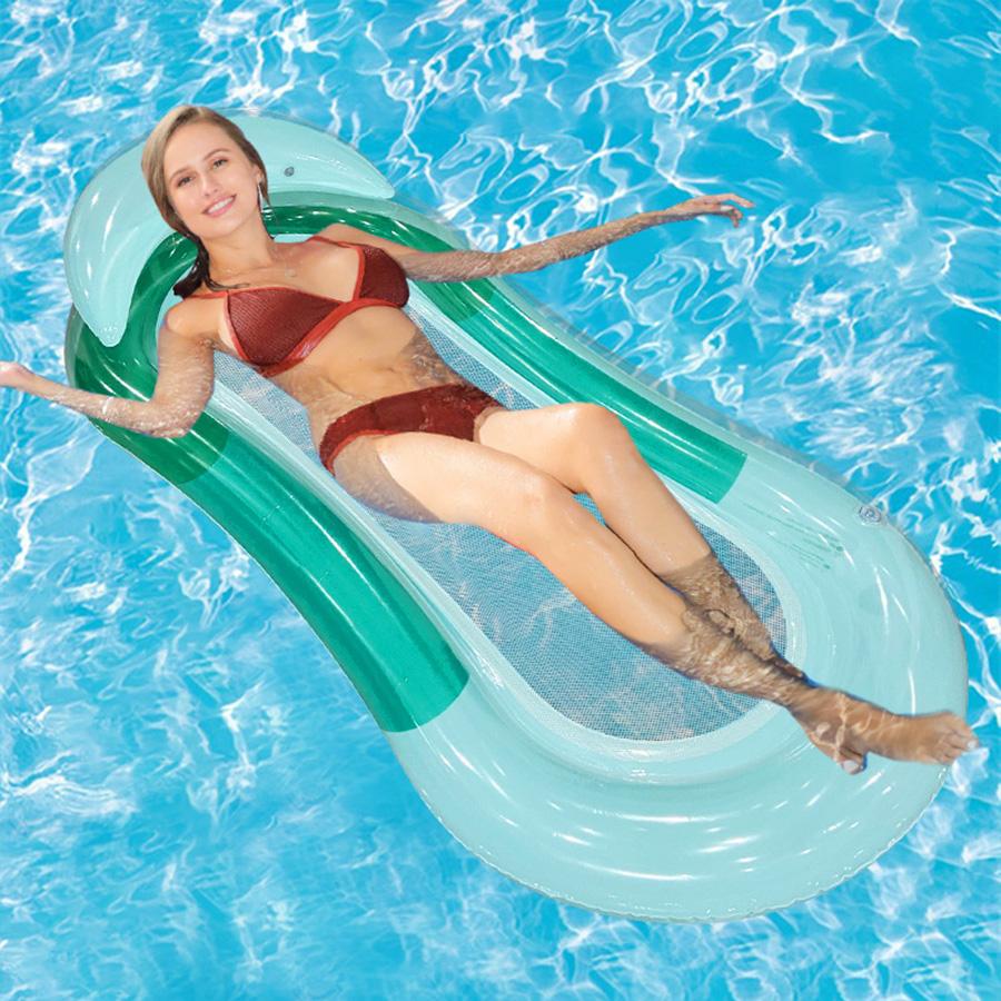 1pc Gradient Inflatable Water Floating Bed Portable Comfortable Lounge Chair Hammock for Beach Swimming Pool Party