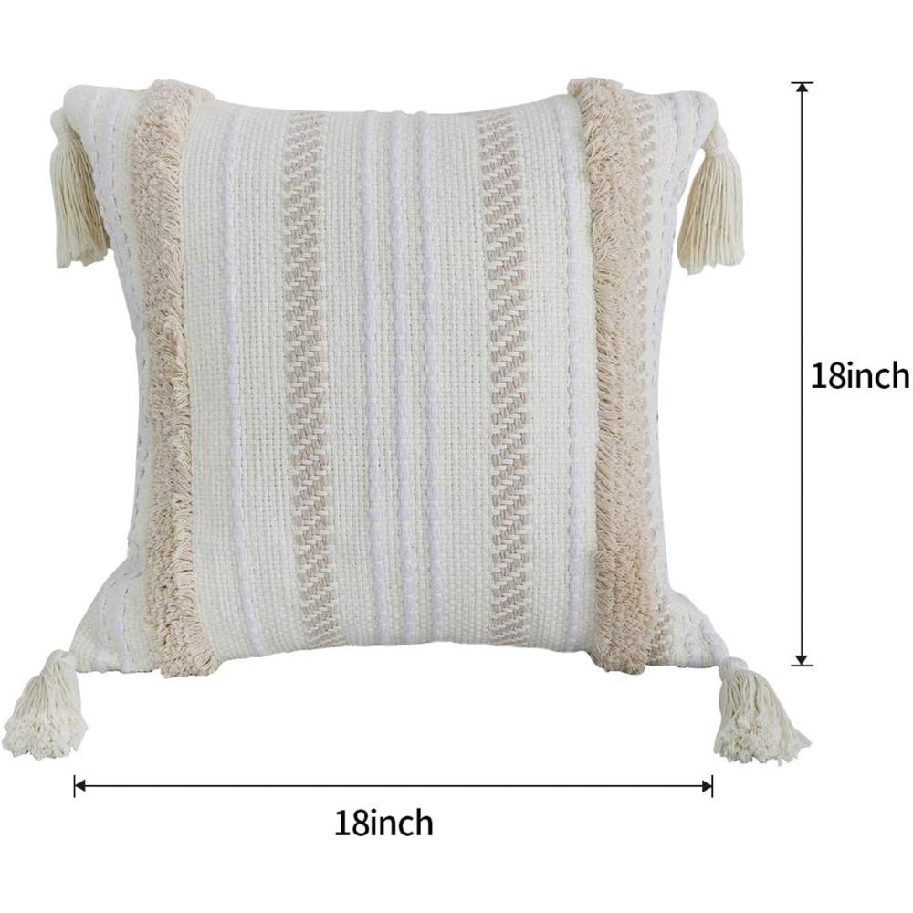 Bedroom Decorative Boho Woven Tufted Tassel Throw Pillow Cushion Cover Pillow Shell Pillowcase