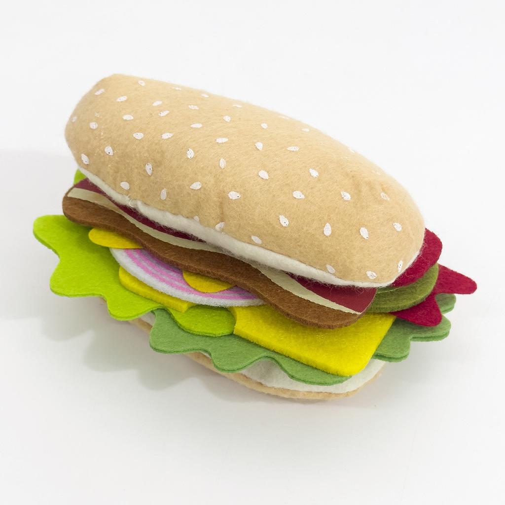 DIY Felt Hamburger Toy Set Sandwich Hot Dog Play House Toys
