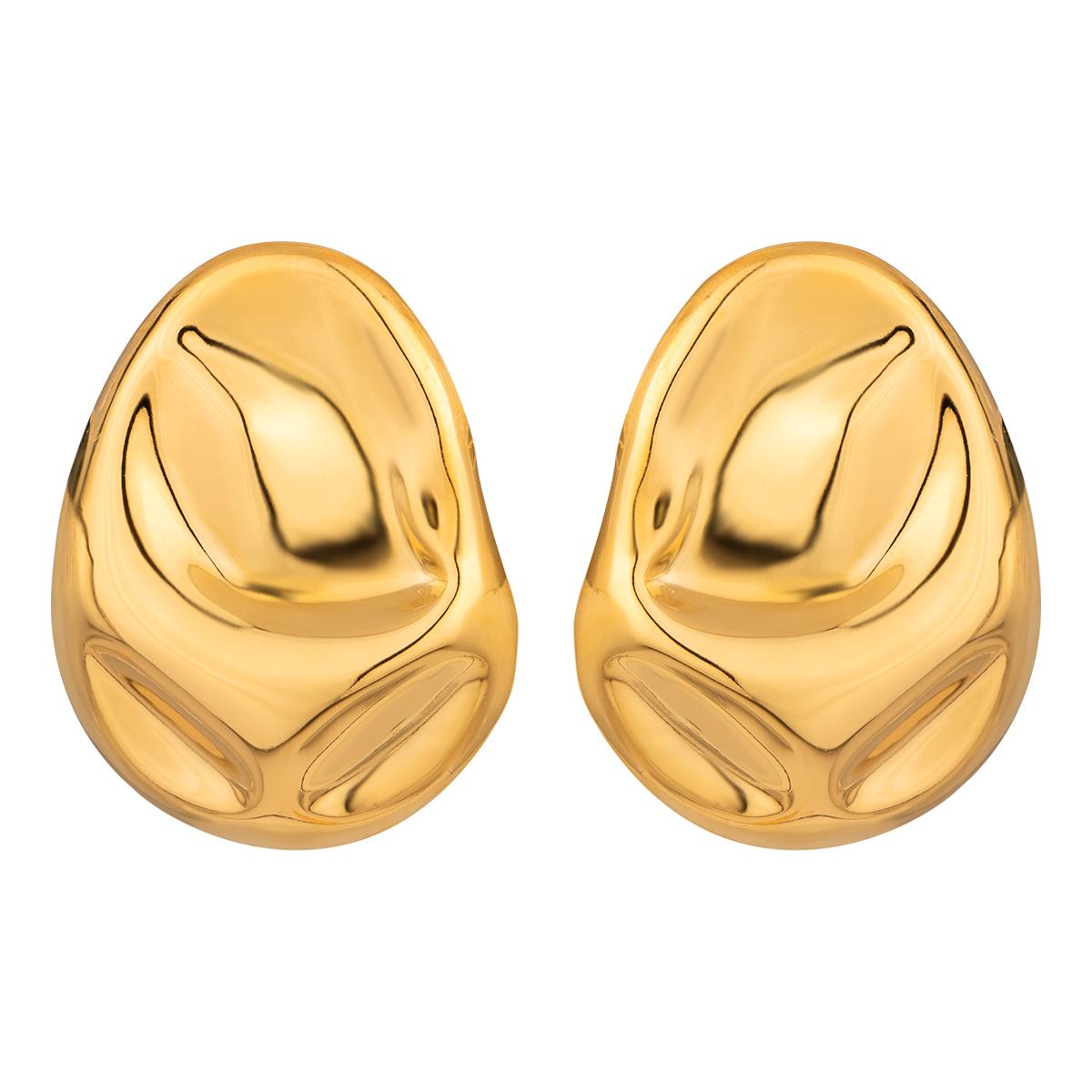 Yori Fashionable Irregular Oval Glossy Hammer Earrings Prevent Allergy Waterproof Attractive Jewelry Accessories 2024 золотистый