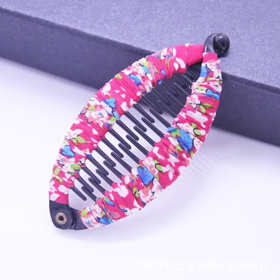 Fashion Lady Floral Print Banana Fish Shape Hairpin Hair Clip Headwear Accessory