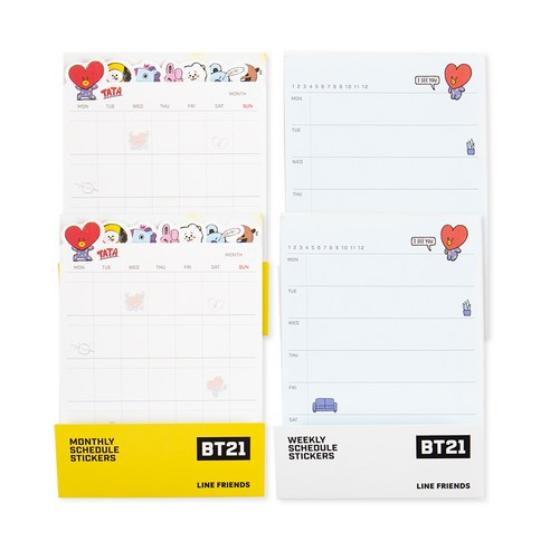 BT21 Diary Schedule Memo Pad, 2 Types × 14 Sheets Set, 1 Set (Official BTS Collaboration)