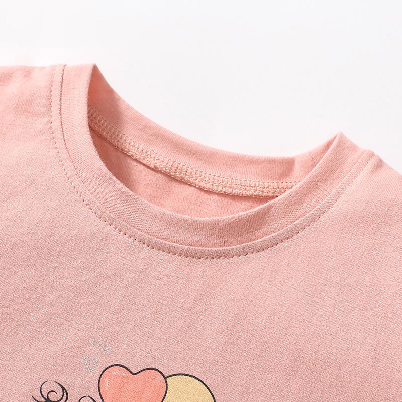 Summer New Children's Short-sleeved T-shirt Pure Cotton Girls Mesh Printed Tops Children's Clothing