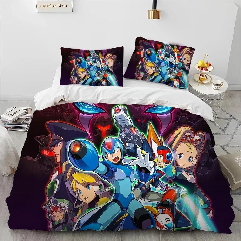 3D Rockman Megaman Game Cartoon Comforter Printed Bed Set Duvet Cover Pillowcase Bedding Set Linen Sheet Quilt Queen King Size
