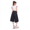 Fashion Denim Dark Blue High Waist Loose Wide Leg Cropped Capri Denim Pants For Women Trendy Versatile Slimming FigureFlattering Casual Capri Trousers