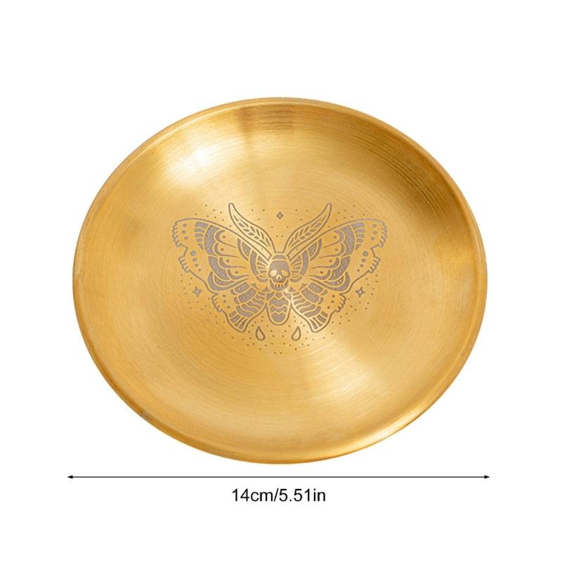 Decors Ritual Plate Dish Flat Tray Burning Candle Holder Offering Fruit Tray Metal Jewelry Plate Food Dish