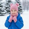 Thickened Baby Hat Scarf Gloves Set Warm Ears Kids Hat Set Fashion Toddler Knitted Hats  Girls