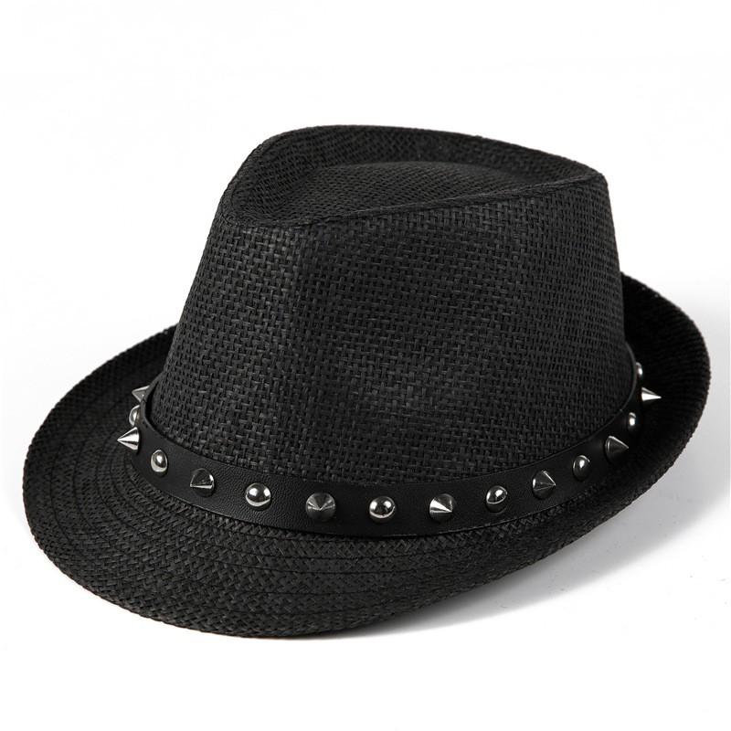 Wide Brim Paper Straw Hat Women Men - Breathable Sun Classic British Style Fedora With Rivet Detail