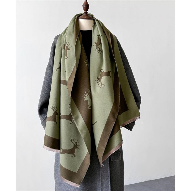 Luxury Brand Cashmere Women Animal Scarf Winter Warm Shawl and Wrap Bandana Pashmina Female Foulard Square Thick Blanket Poncho
