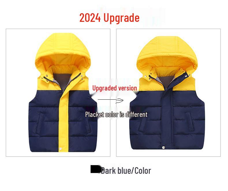 Autumn/Winter College Style Children's Fleece-Lined Down Vest: Warm and Thick for Boys and Girls.