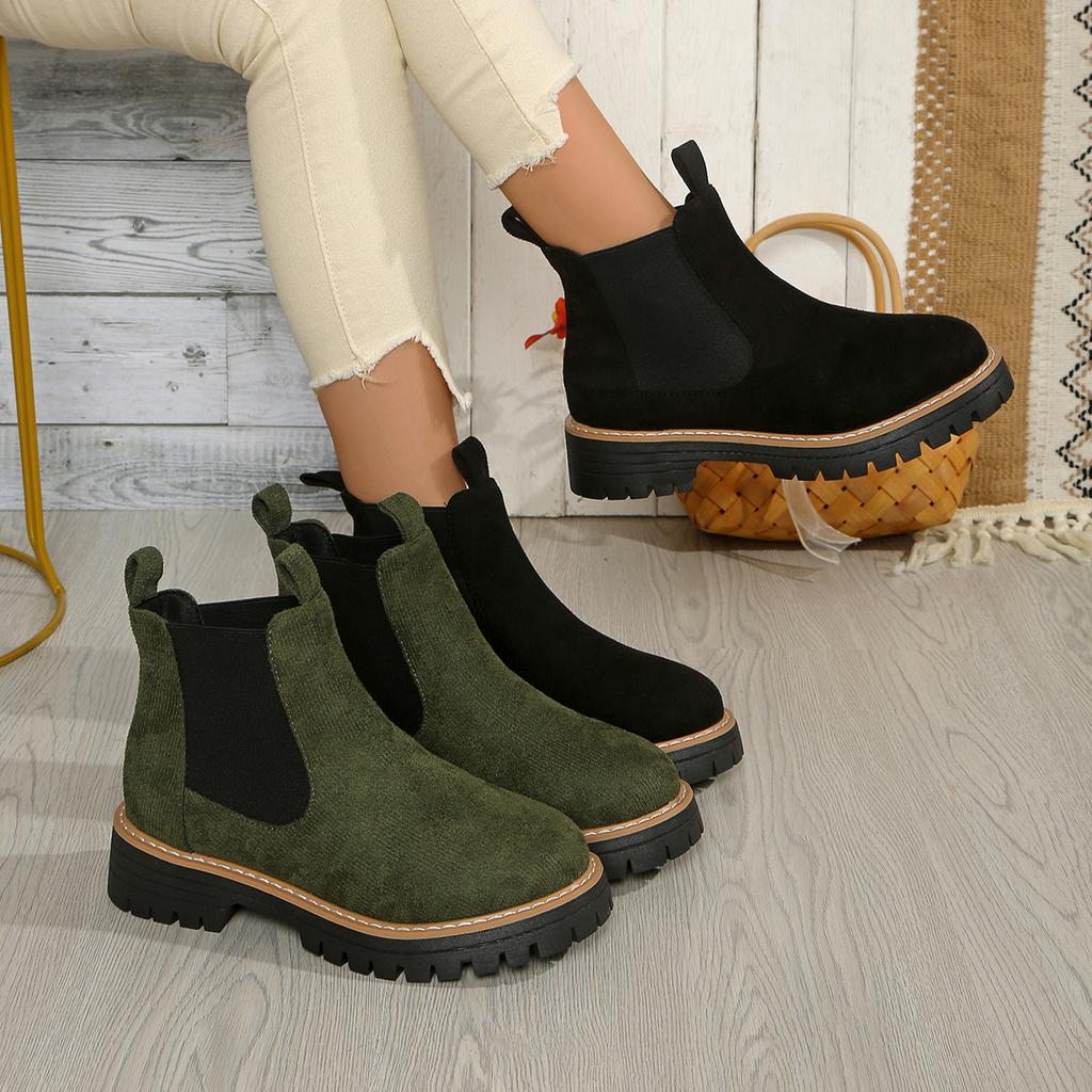 Fashionable New Round Toe Suede Sexy Plus Size Work Boots for Women In Winter Comfortable Thick Soled Anti Slip Riding Boots