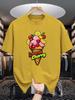 Unisex Summer Short Sleeve Crew Neck Tee Cartoon Lemon Cherry Ice Cream Print Casual Loose Fashion Streetwear Daily Basic Top