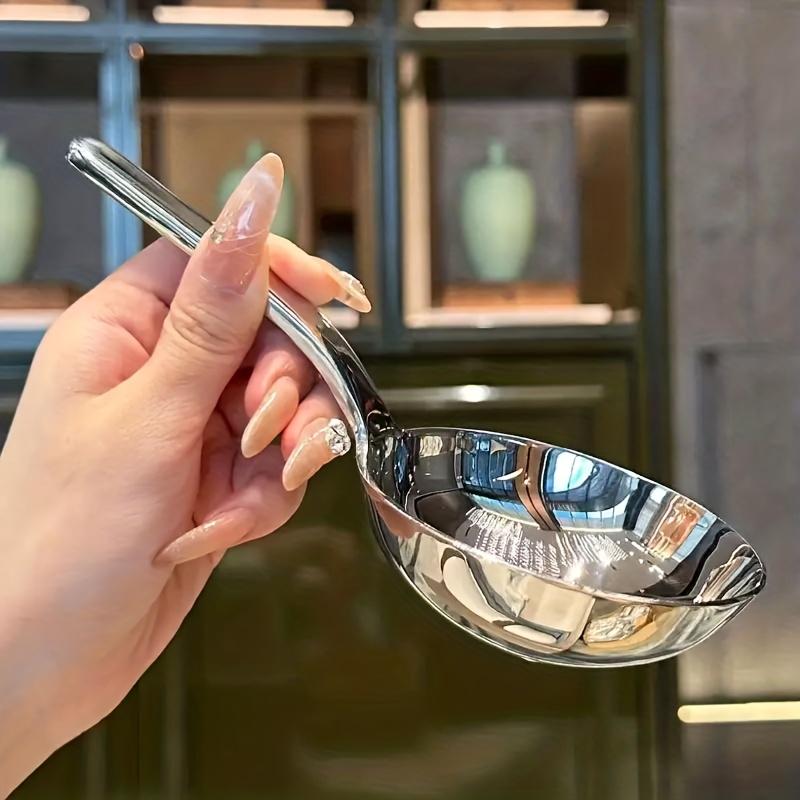 1pc Stylish Large-Head Soup Ladle, Easy-to-Clean Stainless Steel Material - Suitable for Making Soups, Frying Dishes