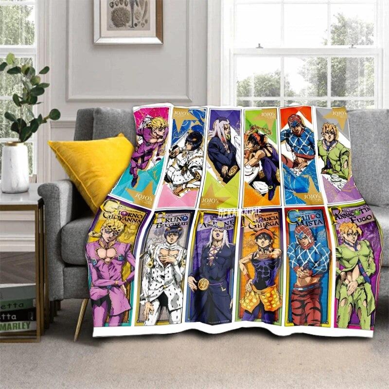 Anime Jojo Bizarre Adventure Cosplay Body 3D Printed Flannel Blanket for Beds Hiking Picnic Fashionable Bedspread Throw Blanket