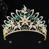 DIEZI New Elegant Luxury Bridal Flower Crystal Beads Tiara For Women Girls Wedding Party Queen Crown Hair Dress Accessories