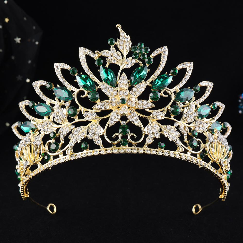 DIEZI New Elegant Luxury Bridal Flower Crystal Beads Tiara For Women Girls Wedding Party Queen Crown Hair Dress Accessories