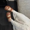 Fashion 2025  Flatfrom Slippers Sandals  Round Toe Metal Buckle Shoes for  Summer Woman's Outdoor Casual Flat Slipper