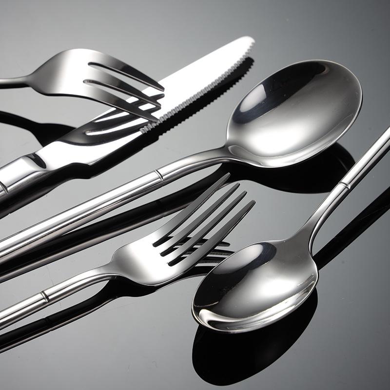 304 stainless steel knife, fork, spoon, western tableware, multi-specification knight mirror polished square handle, company gifts