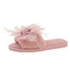 Fashion Fairy Style Plush Shoes Women's 2025 Autumn Winter Fashion Flower Warm Slippers Comfortable Short Plush Slides Pink Red Khaki