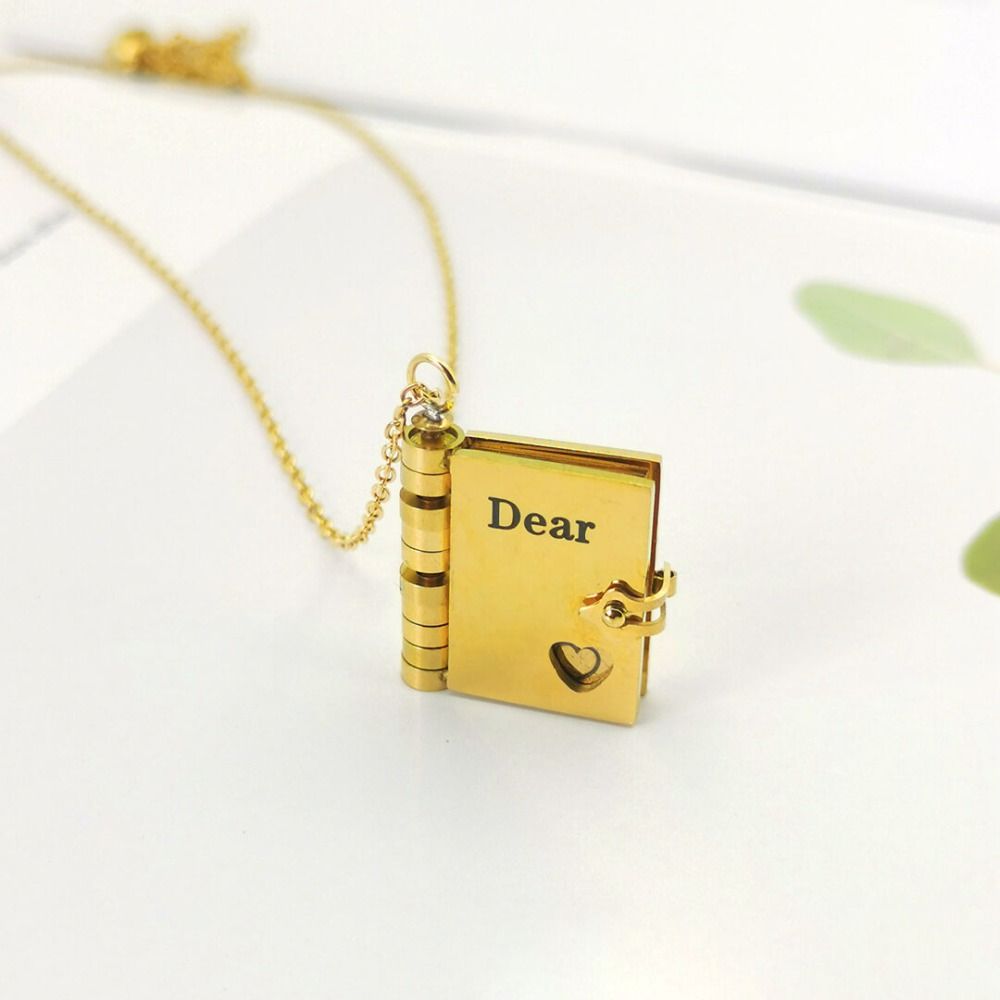 Gold Color Book Necklace Openable Chapter Book Necklace  Jewelry Accessories