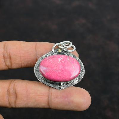 Thulite Pendant 925 Sterling Silver Pendant Birthstone Pendant Awesome Gemstone Pendant Ethnic Silver Jewelry Handmade Pendant Gifts For Mom