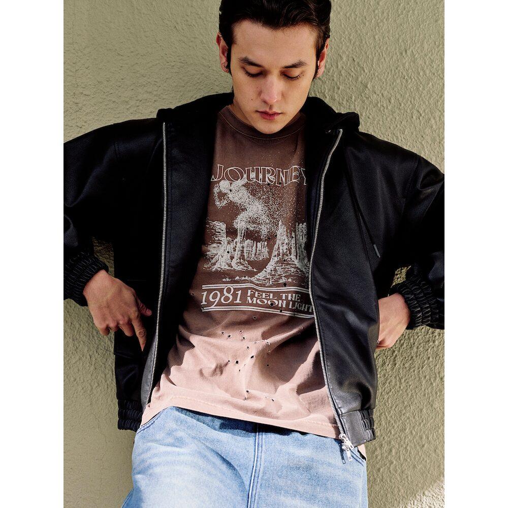 8Seconds Pigment-Dyed Distressed Graphic Short Sleeve T-Shirt Brown Dark Brown/M